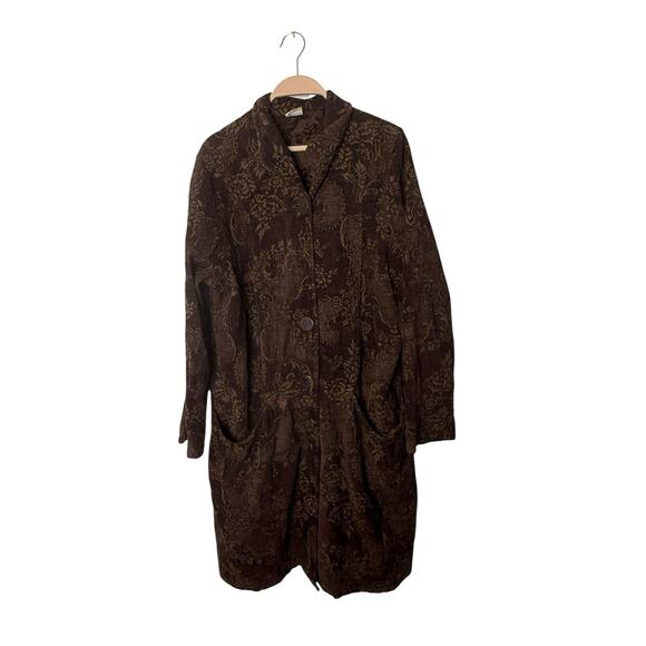 COLOR ME‎ COTTON CMC M BROWN TAPESTRY UNLINED COAT Damask - Picture 1 of 4